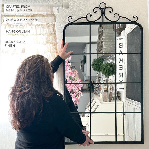 Black Rectangular Windowpane Mirror