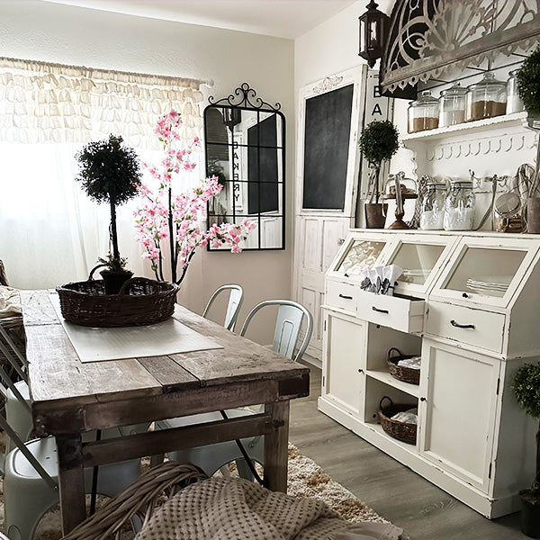 Black Rectangular Windowpane Mirror