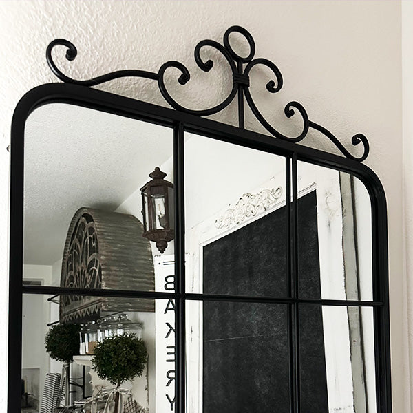 Black Rectangular Windowpane Mirror