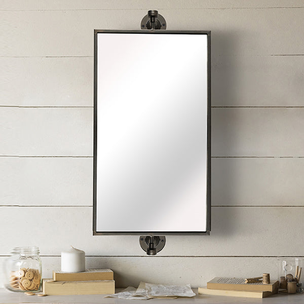 28 Inch Industrial Metal Rectangular Mirror
