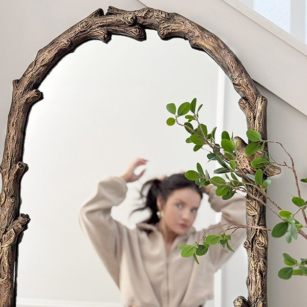 Rustic Branch and Birds Arch Mirror