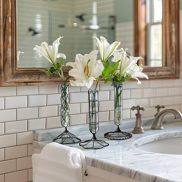 Decorative Wire Wrapped Bud Glass Vases, Set of 3