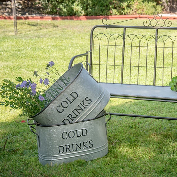 Galvanized Drink Buckets with Handles  Set of 2