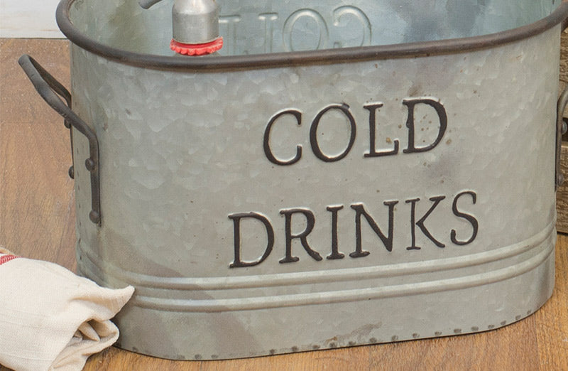 Galvanized Drink Buckets with Handles  Set of 2