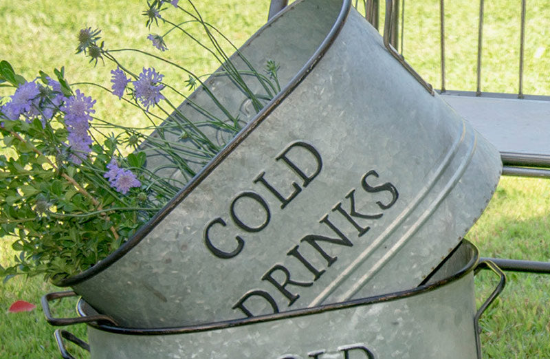 Galvanized Drink Buckets with Handles  Set of 2