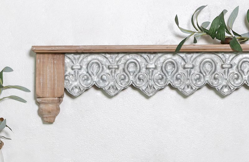 Wood and Tin Filigree Shelf  Set of 2