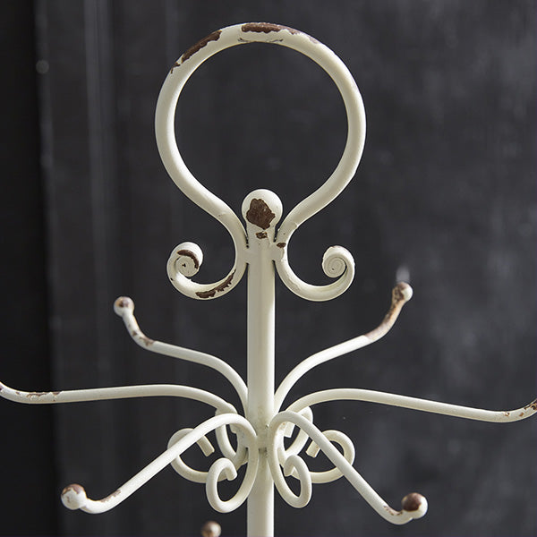 Distressed Free Standing Scroll Mug Rack