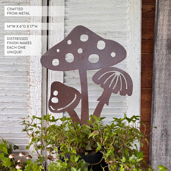 Rustic Mushroom Silhouette Garden Cutout