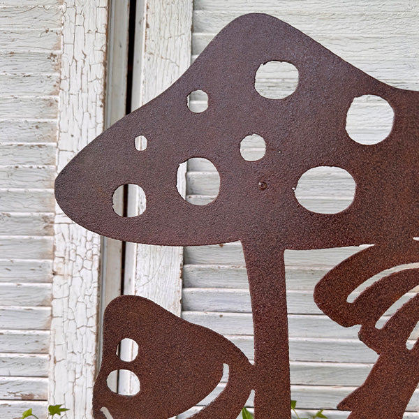 Rustic Mushroom Silhouette Garden Cutout