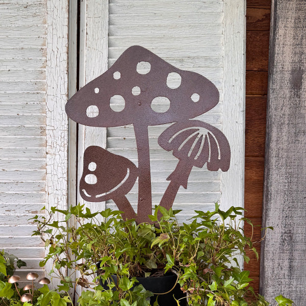 Rustic Mushroom Silhouette Garden Cutout