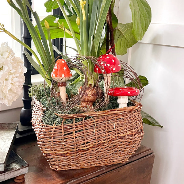 Ceramic Mushroom Plant Stakes, Set of Three