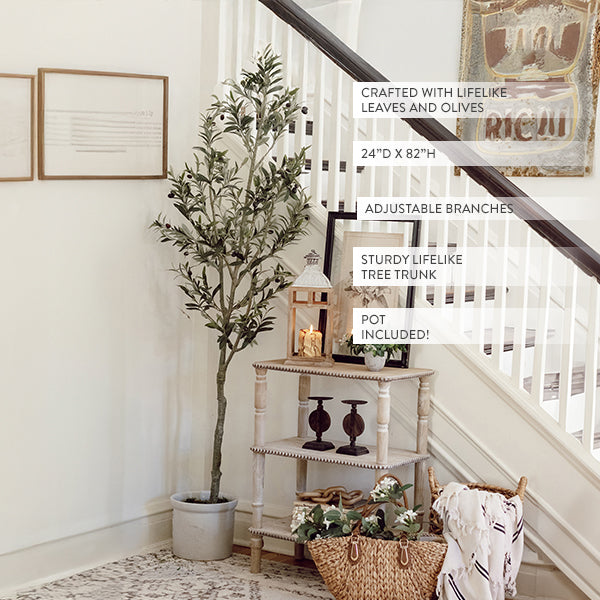 82 Inch Tall Potted Faux Olive Tree
