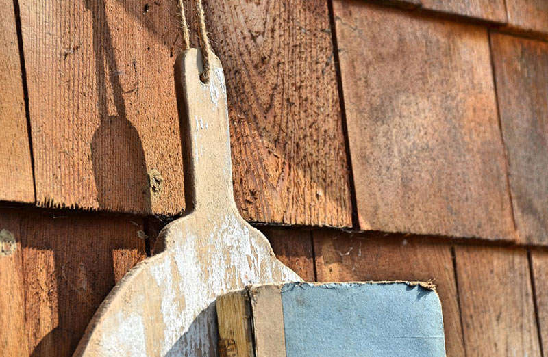 Wood Wall Shelf With Wire Basket  Vintage Farmhouse