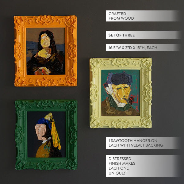 Ornate Colorful Abstract Portraits, Set of Three