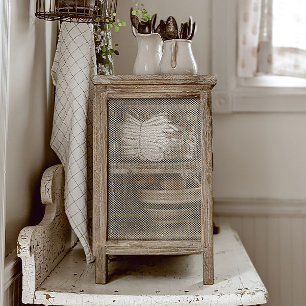 Rustic Tabletop Pie Safe Cabinet