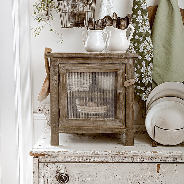 Rustic Tabletop Pie Safe Cabinet