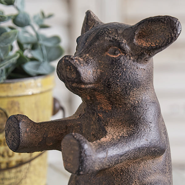 Cast Iron Sitting Pig Figurine