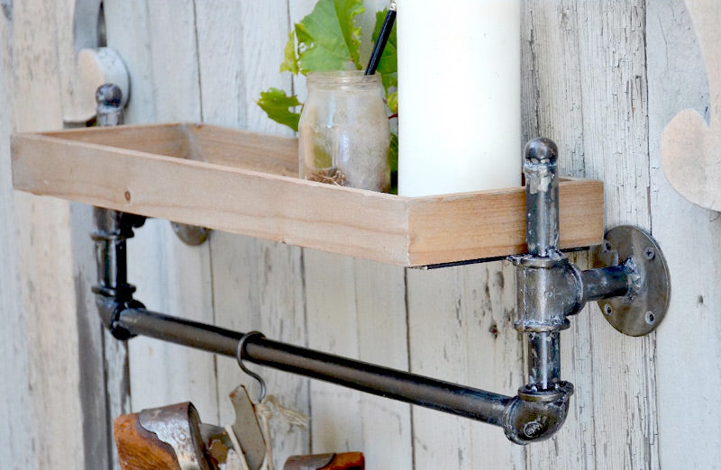 Rustic Wood and Pipe Shelf