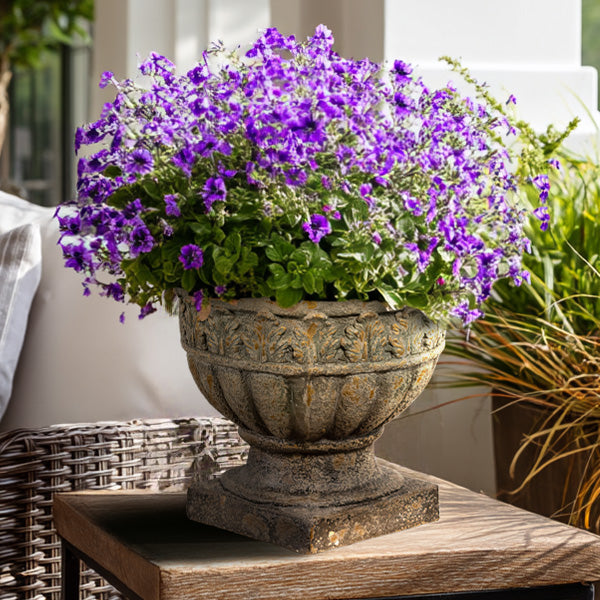 Carved Leaf Urn Planter