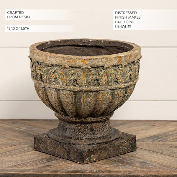 Carved Leaf Urn Planter