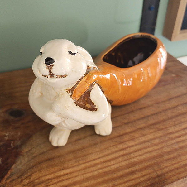 Ceramic Rabbit Pulling Carrot Planter