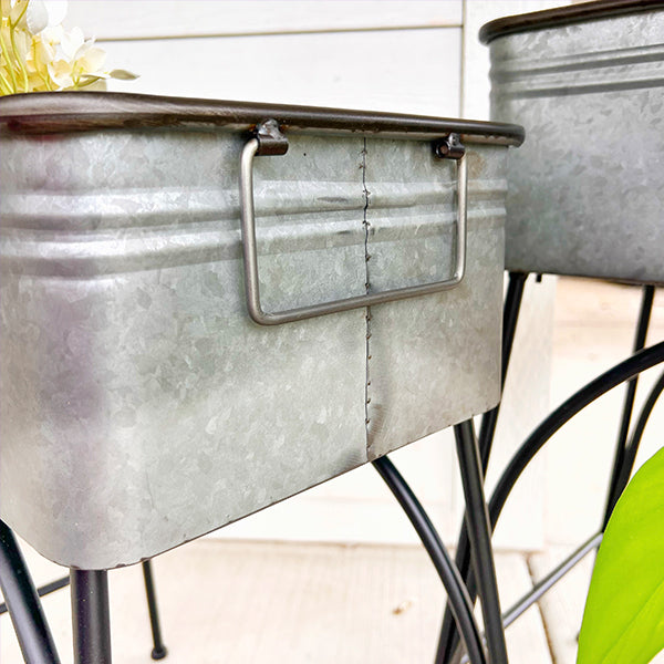 Large Wash Bin Planters with Removable Stands, Set of 2