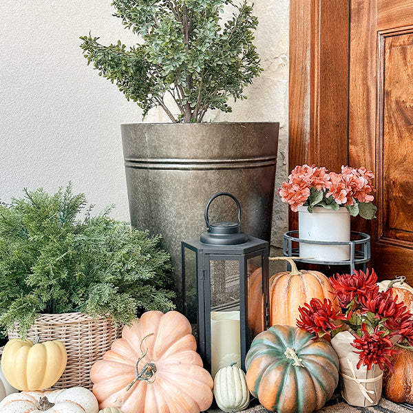 29 Inch Galvanized Metal Large Outdoor Planters, Set of 2