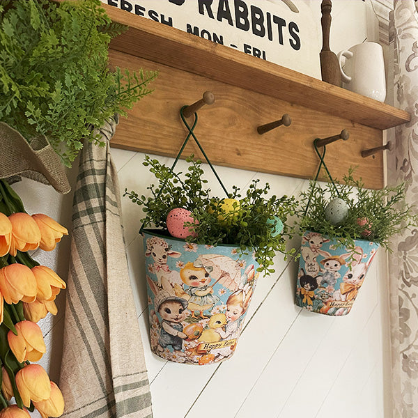 Easter Hanging Metal Planters, Set of Two