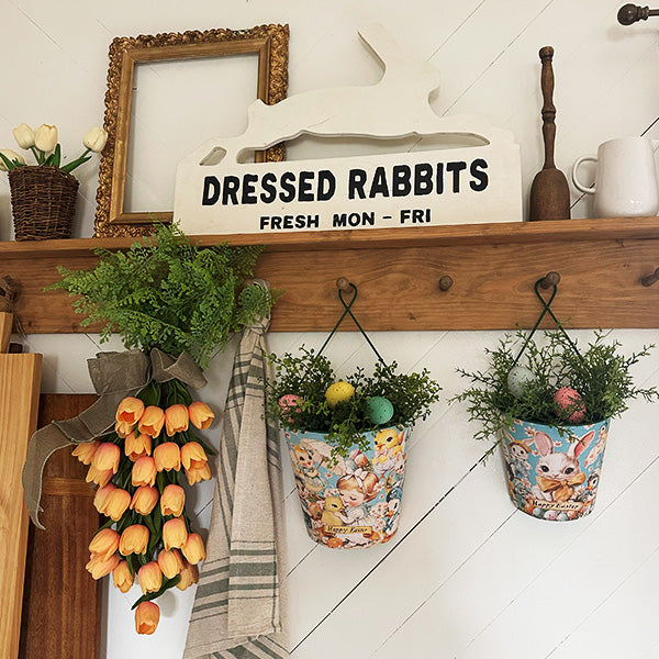 Easter Hanging Metal Planters, Set of Two