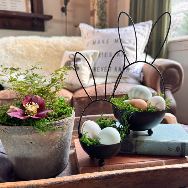 Easter Bunny Metal Planters, Set of Two