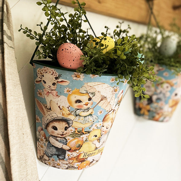 Easter Hanging Metal Planters, Set of Two