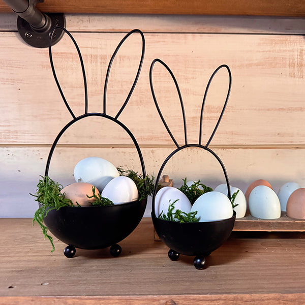 Easter Bunny Metal Planters, Set of Two