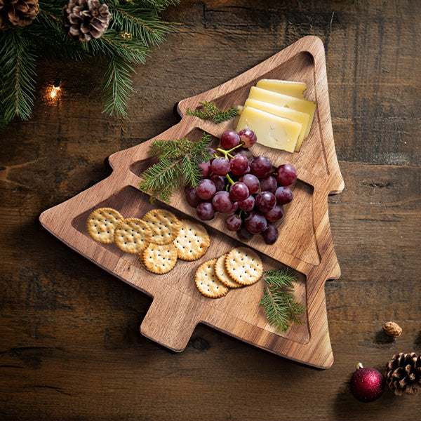 Wood Christmas Tree Serving Platter