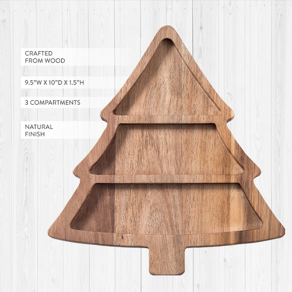 Wood Christmas Tree Serving Platter