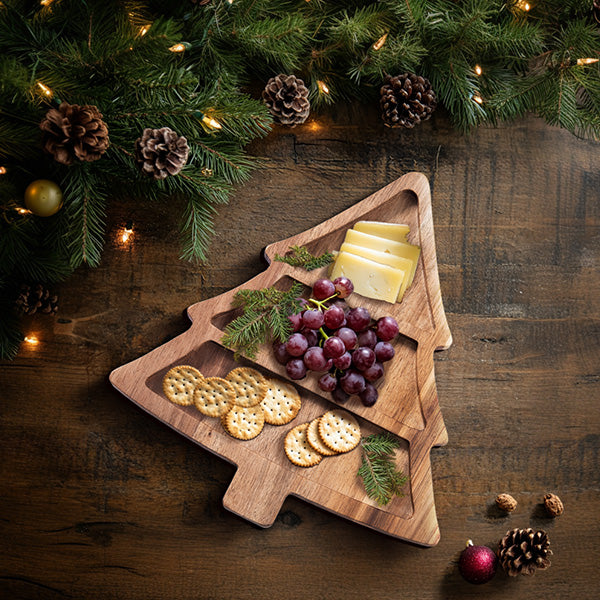 Wood Christmas Tree Serving Platter