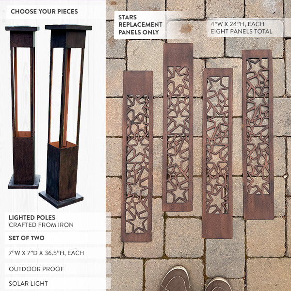 Interchange-a-glow Series: Star Pattern Solar Light Pillars