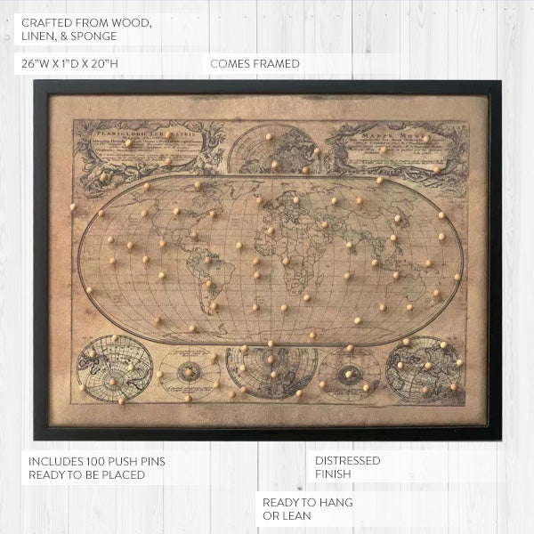 Personalized Push Pin World Map