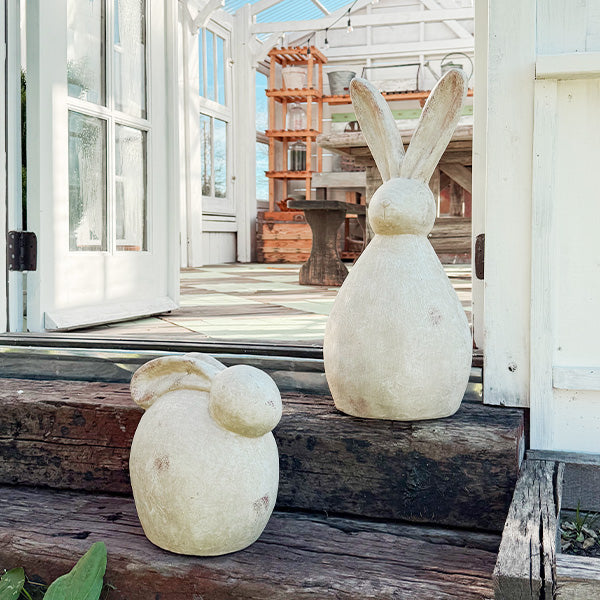 Distressed Bunny Statues, Set of 2