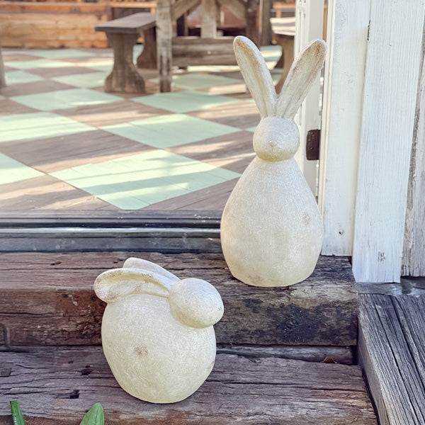 Distressed Bunny Statues, Set of 2