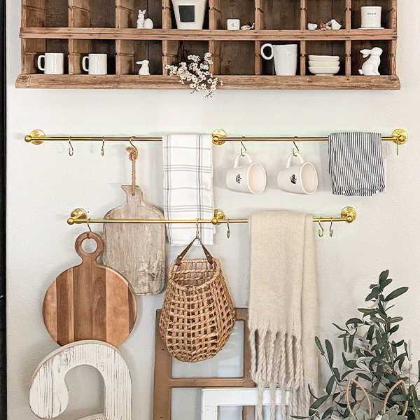 Antique Inspired Hanging Pot Rack Rail, Choose Your Style