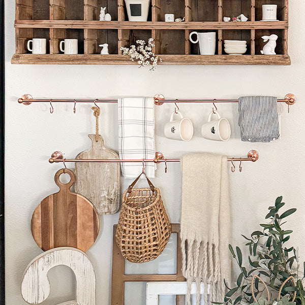 Antique Inspired Hanging Pot Rack Rail, Choose Your Style