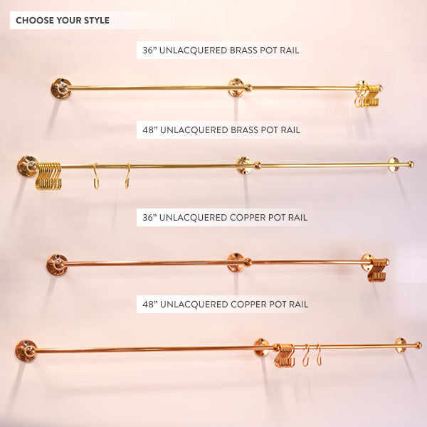 Antique Inspired Hanging Pot Rack Rail, Choose Your Style