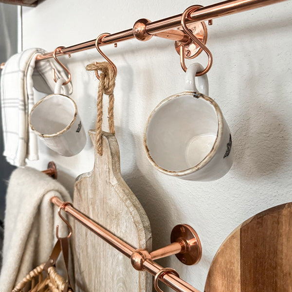 Antique Inspired Hanging Pot Rack Rail, Choose Your Style