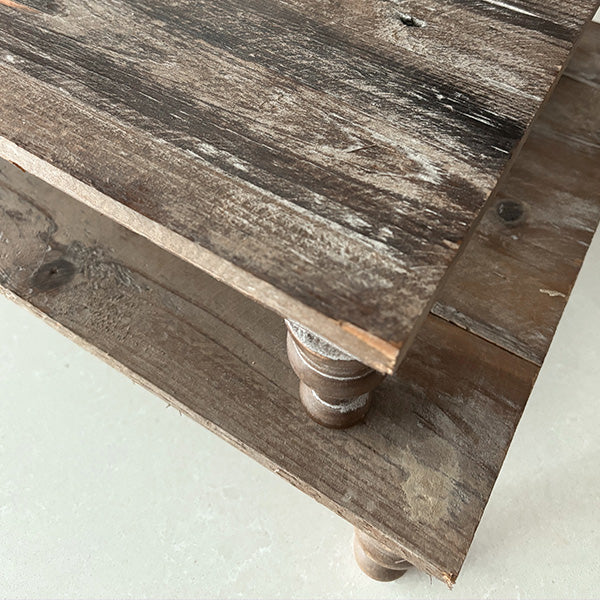 Round Footed Distressed Wood Risers, Set of Two