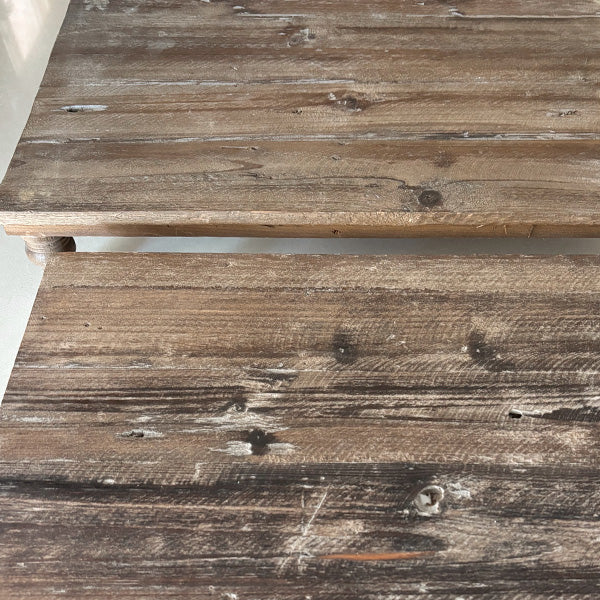 Round Footed Distressed Wood Risers, Set of Two