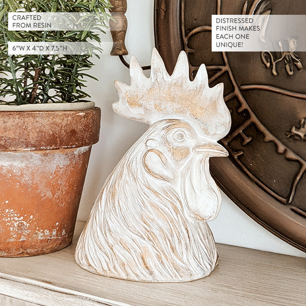 Weathered Rooster Head Sculpture