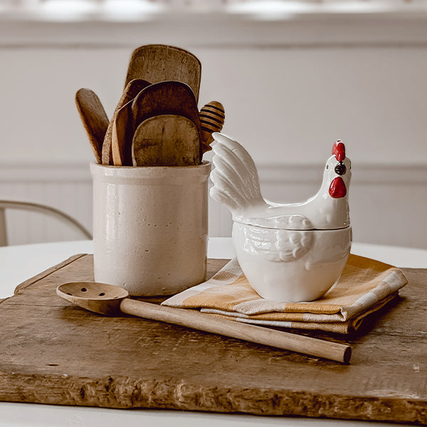 Glossy Ceramic Rooster Container with Lid