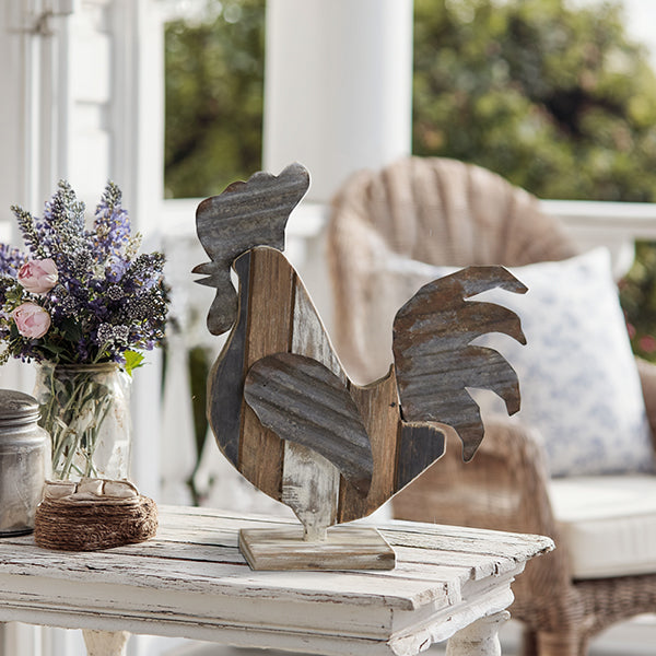 Reclaimed Wood Rooster Tabletop Decor