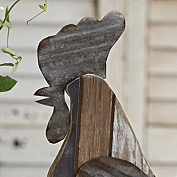 Reclaimed Wood Rooster Tabletop Decor