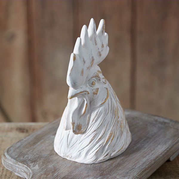 Weathered Rooster Head Sculpture